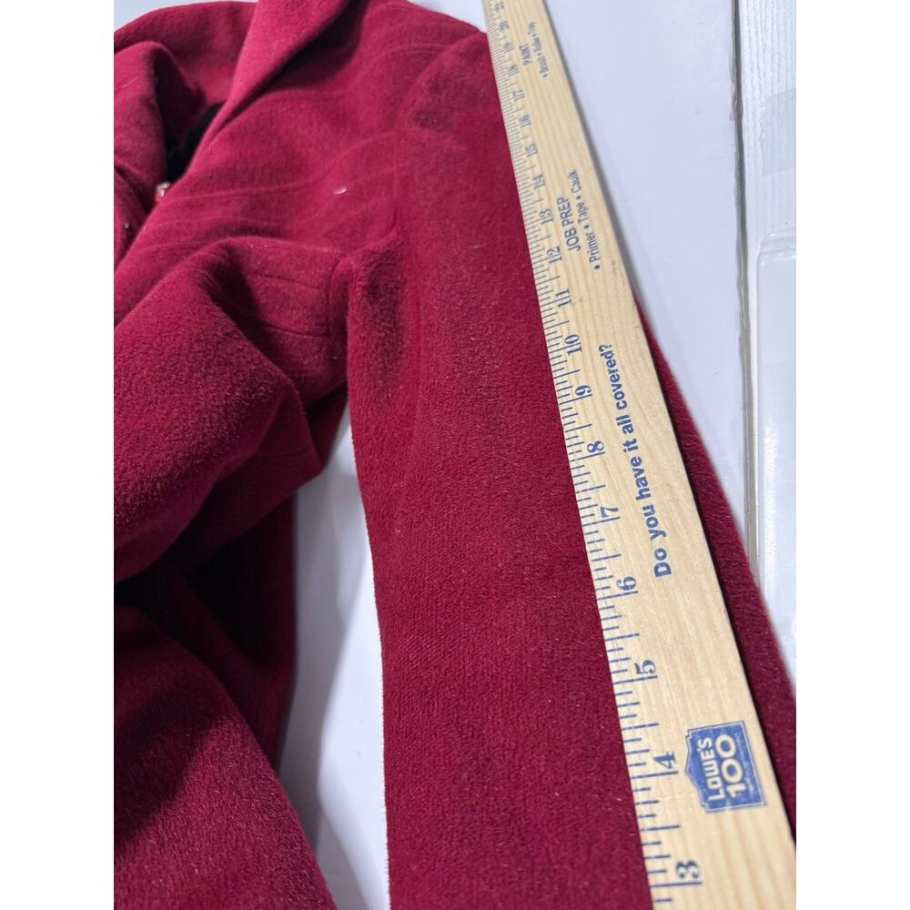 Vintage Women’s Red Wool Double-Breasted Coat Size M 1940s Fur Liner - Picture 8 of 9